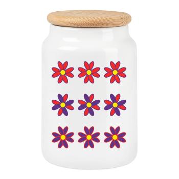 FLEUR. FLOWER. NATURE. ECOLOGIE. BONHEUR. ZEN - Boîte à biscuits avec couvercle en bois - blanc - Devant