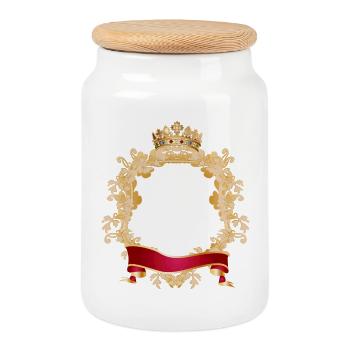 Cadre royal style armoiries avec couronne - Boîte à biscuits avec couvercle en bois - blanc - Devant
