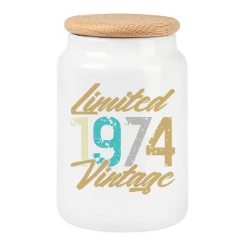 Limited 1974 Vintage Edition - Cookie Jar with Wooden Lid - white - Front