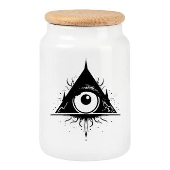 The Eye of Wisdom 2 - Cookie Jar with Wooden Lid - white - Front