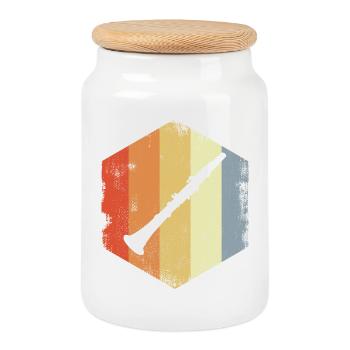 Dessin de clarinette vintage - Boîte à biscuits avec couvercle en bois - blanc - Devant