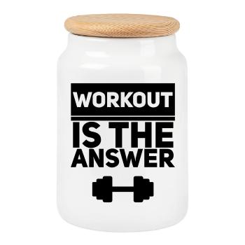 L’entraînement est la réponse - Motivation pour la forme physique - Boîte à biscuits avec couvercle en bois - blanc - Devant