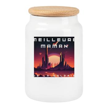 Meilleure Maman Galactique - Boîte à biscuits avec couvercle en bois - blanc - Devant