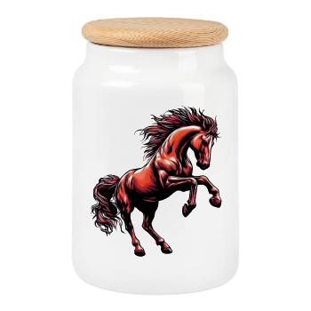 Cheval - Boîte à biscuits avec couvercle en bois - blanc - Devant