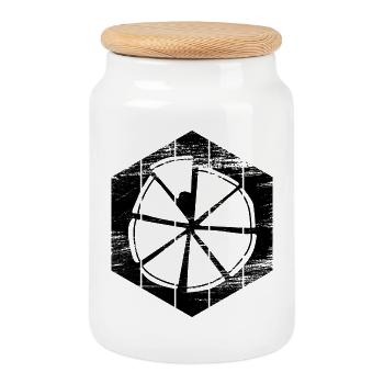 Croquis de pizza - Boîte à biscuits avec couvercle en bois - blanc - Devant