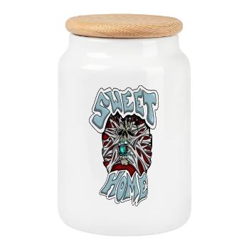 Sweet Home - Cookie Jar with Wooden Lid - white - Front