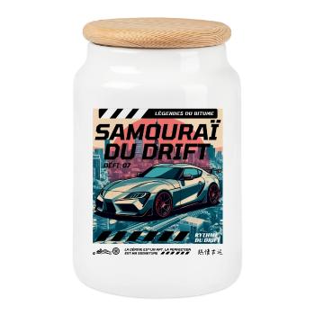Samouraï Drift Urbaine - Boîte à biscuits avec couvercle en bois - blanc - Devant