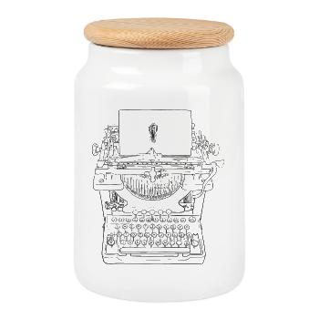 Typewriter Love - Cookie Jar with Wooden Lid - white - Front