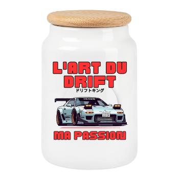 Art du Drift Ma Passion - Boîte à biscuits avec couvercle en bois - blanc - Devant