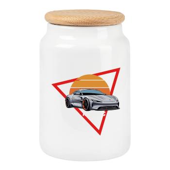 Racing Soleil Triangle - Cookie Jar with Wooden Lid - white - Front