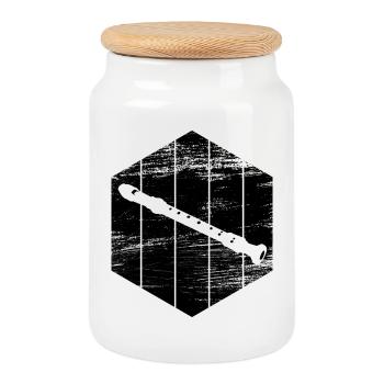 Flûte - Boîte à biscuits avec couvercle en bois - blanc - Devant