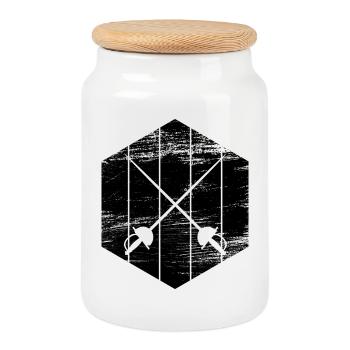 Fencing equipment - Cookie Jar with Wooden Lid - white - Front