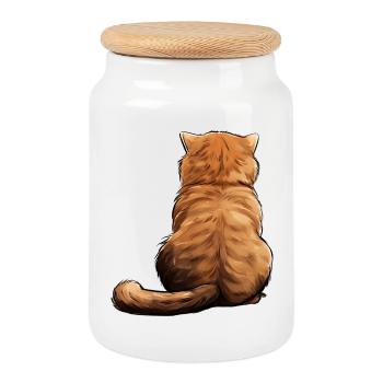 Pli écossais - Boîte à biscuits avec couvercle en bois - blanc - Devant