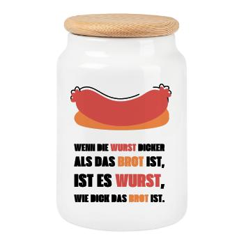 Wenn die Wurst dicker als das Brot ist - Keksdose mit Holzdeckel - Weiß - Vorne