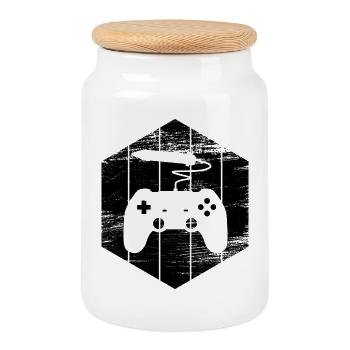 Video Game Artist - Cookie Jar with Wooden Lid - white - Front