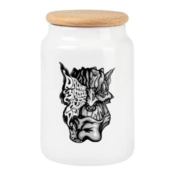 Démon de la hache de guerre ivre - Boîte à biscuits avec couvercle en bois - blanc - Devant