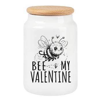 Abeille ma Saint-Valentin Saint-Valentin dire l’amour abeille - Boîte à biscuits avec couvercle en bois - blanc - Devant