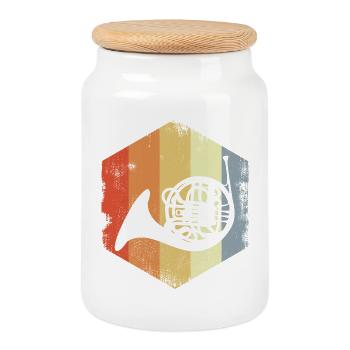 Horn Retro Look - Cookie Jar with Wooden Lid - white - Front