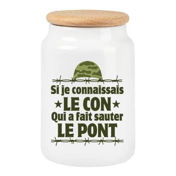 7ème compagnie, septième compagnie, Chaudard - Boîte à biscuits avec couvercle en bois - blanc - Devant
