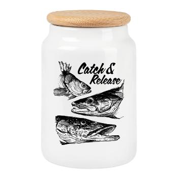 Capture et remise à l’eau - Boîte à biscuits avec couvercle en bois - blanc - Devant