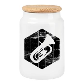 Tuba - Cookie Jar with Wooden Lid - white - Front