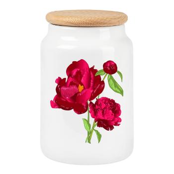 Roses Flowers Red Mother's Day Woman Girl Blossoms Thank You - Cookie Jar with Wooden Lid - white - Front