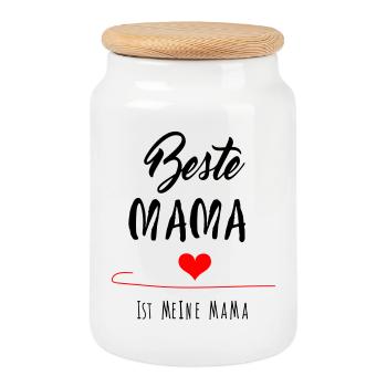 beste Mama, Muttertag - Keksdose mit Holzdeckel - Weiß - Vorne