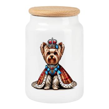 Yorkshire Terrier Prinzessin - Keksdose mit Holzdeckel - Weiß - Vorne