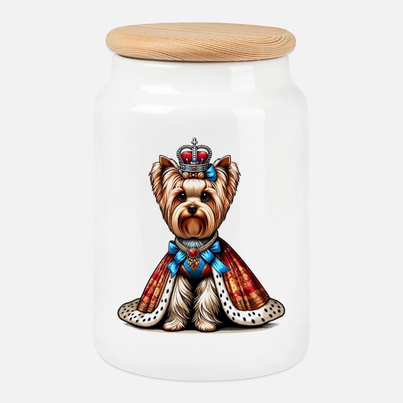 Yorkshire Terrier Prinzessin - Keksdose mit Holzdeckel - Weiß