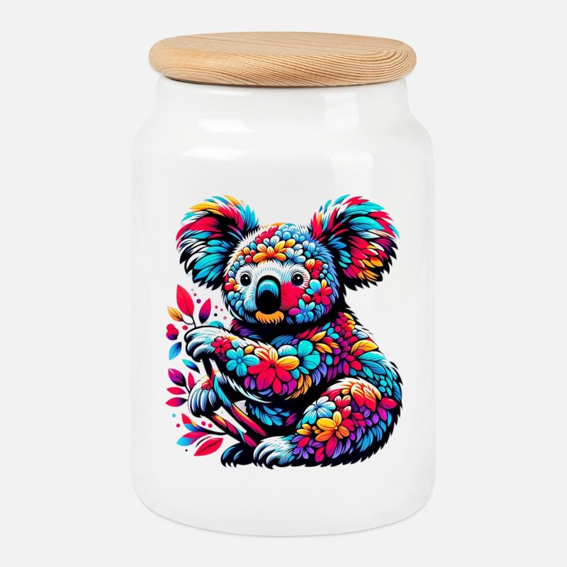 Koala - Keksdose mit Holzdeckel - Weiß