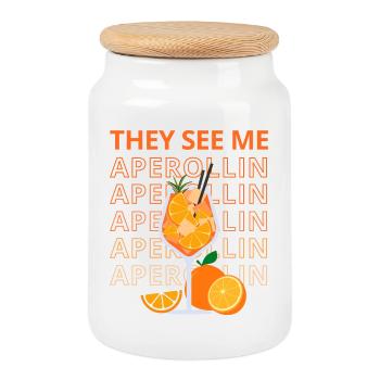 THEY SEE ME APEROLLIN - Keksdose mit Holzdeckel - Weiß - Vorne