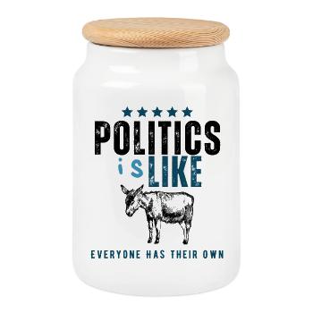 IsLike Distressed Logo Typography - Cookie Jar with Wooden Lid - white - Front