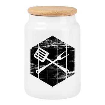 Cooking - Cookie Jar with Wooden Lid - white - Front