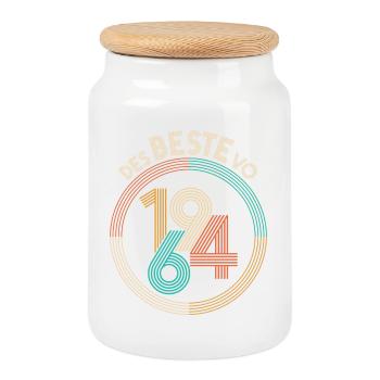 of the BEST of 1964 - the BEST of 1964, birthday - Cookie Jar with Wooden Lid - white - Front