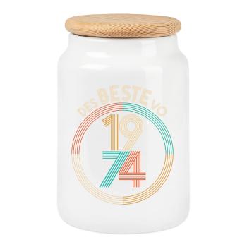 of the BEST of 1974 - the BEST of 1974, birthday - Cookie Jar with Wooden Lid - white - Front