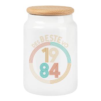 of the BEST of 1984 - the BEST of 1984, birthday - Cookie Jar with Wooden Lid - white - Front