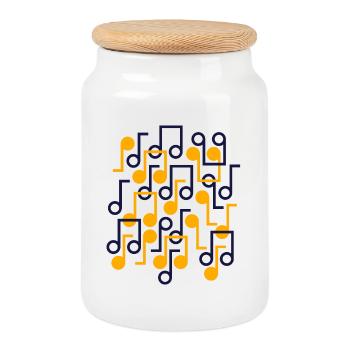 Notes de musique Style rétro motif - Boîte à biscuits avec couvercle en bois - blanc - Devant