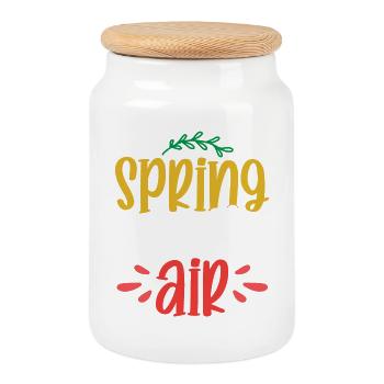 Spring is in the Air - Cookie Jar with Wooden Lid - white - Front