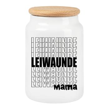 Leiwaunde Mom - Great, Great Mom, Mother's Day - Cookie Jar with Wooden Lid - white - Front