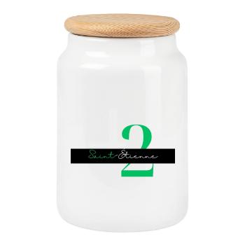 Saint-étienne - cadeau - hollywood - Boîte à biscuits avec couvercle en bois - blanc - Devant