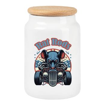 Ratsking Ratlook Shirt – Rustic Custom Style - Cookie Jar with Wooden Lid - white - Front
