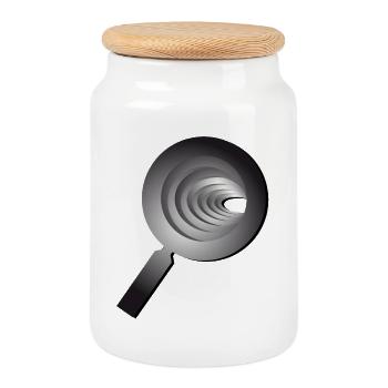 3D magnifying glass - Lupe - Keksdose mit Holzdeckel - Weiß - Vorne
