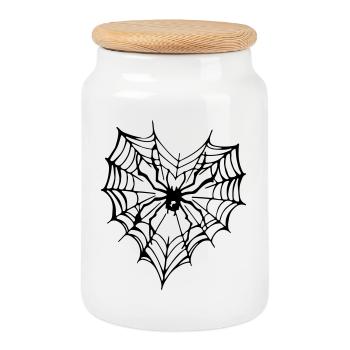 Spinnen Tattoo - Spider Tattoo - Keksdose mit Holzdeckel - Weiß - Vorne