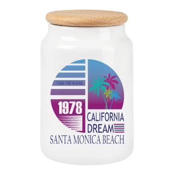 California Dream 1978 Santa Monica Beach - Keksdose mit Holzdeckel - Weiß - Vorne