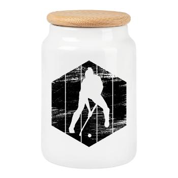 Joueurs de hockey sur gazon - Boîte à biscuits avec couvercle en bois - blanc - Devant