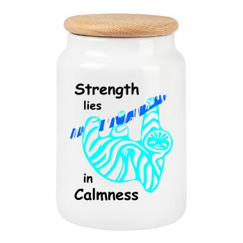 Sloth Calmness - Cookie Jar with Wooden Lid - white - Front