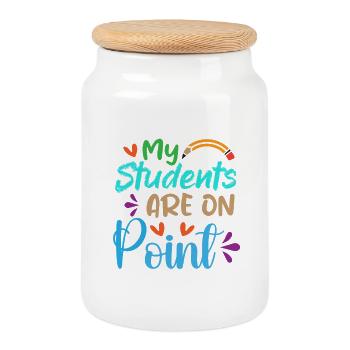 Meine Schüler sind On Point - Keksdose mit Holzdeckel - Weiß - Vorne