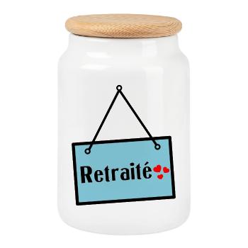 RETRAITE. RETRAITE. RETRAITEE - Boîte à biscuits avec couvercle en bois - blanc - Devant