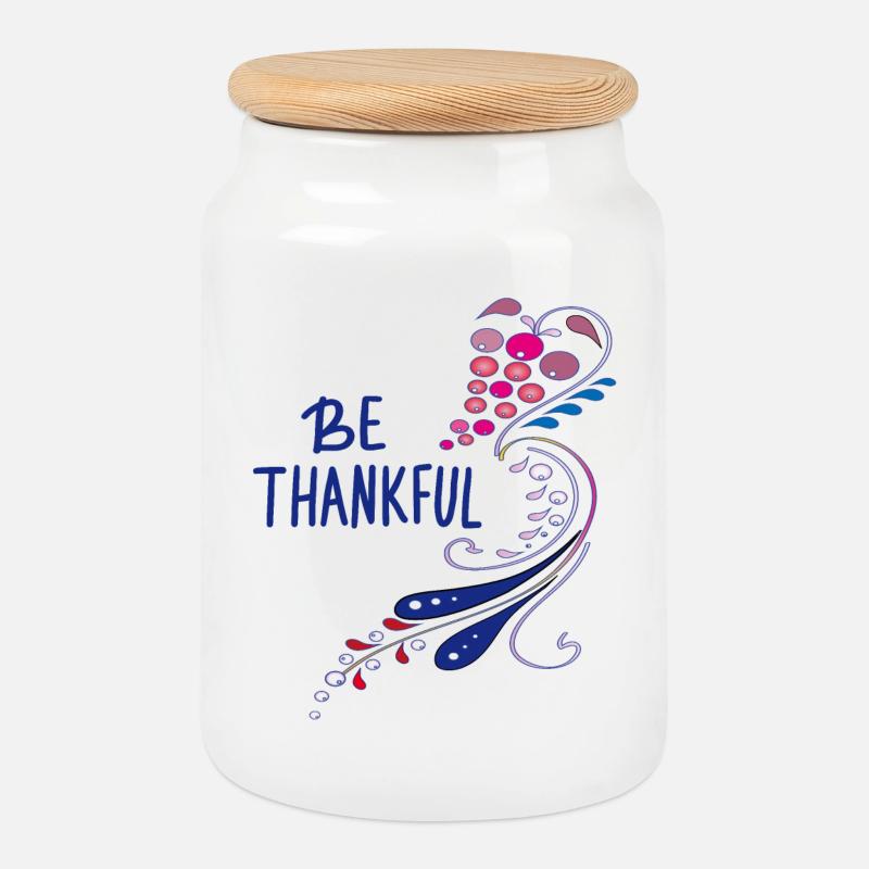 be thankful - Keksdose mit Holzdeckel - Weiß
