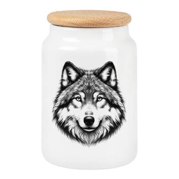 Wolf - Keksdose mit Holzdeckel - Weiß - Vorne